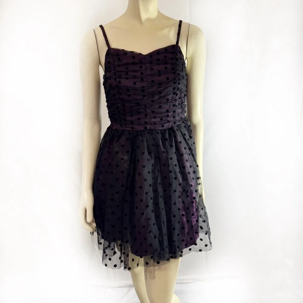 Tilt Girls polkadot tulle black and purple mini dress